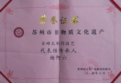熱烈祝賀楊阿六先生評(píng)選為蘇州市市級(jí)非物質(zhì)文